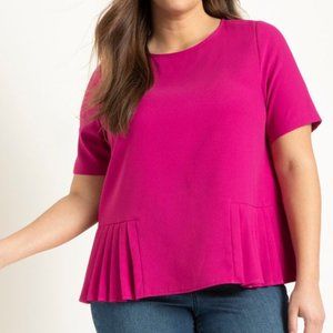 ELOQUII Pleated Hem Top